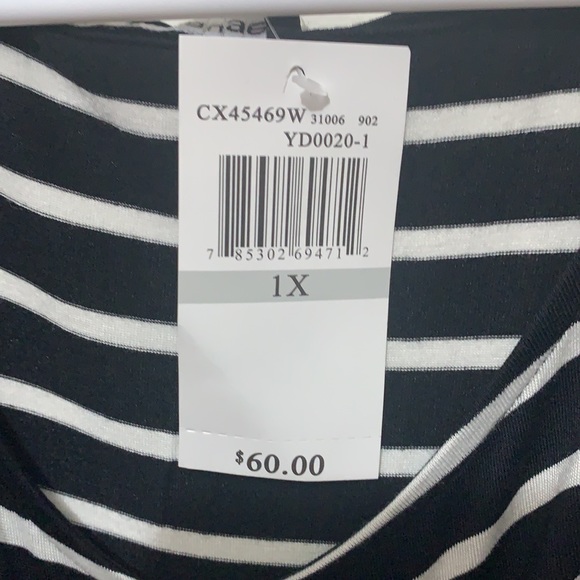 Women’s striped short sleeve peplum top - Picture 2 of 3